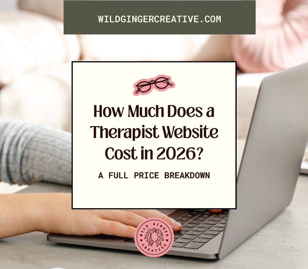 How Much does a therapist website cost in 2026? A Full price Breakdown graphic with laptop image